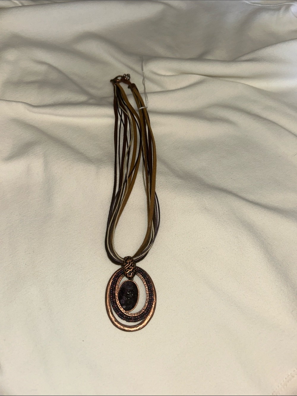 Coldwater Creek Brown Multi-Strand Oval Pendant Necklace